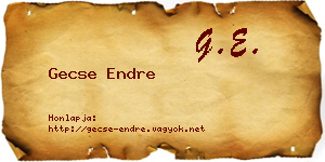 Gecse Endre névjegykártya